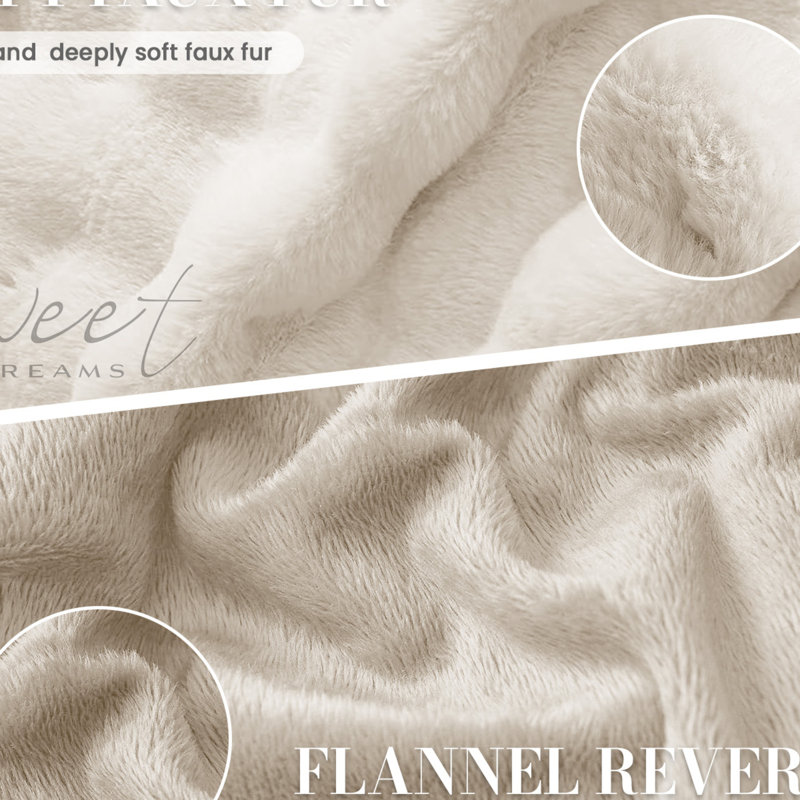 Luxury Thermal Supersoft Faux Fur Duvet Set, King , Cream