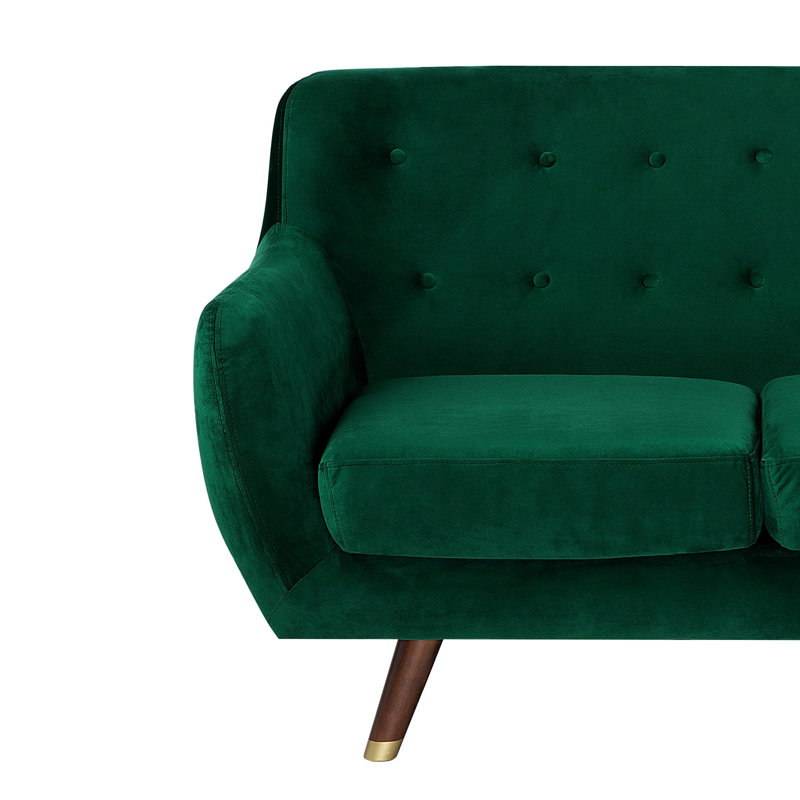 Lesse 2 Seater Velvet Loveseat, Emerald Green