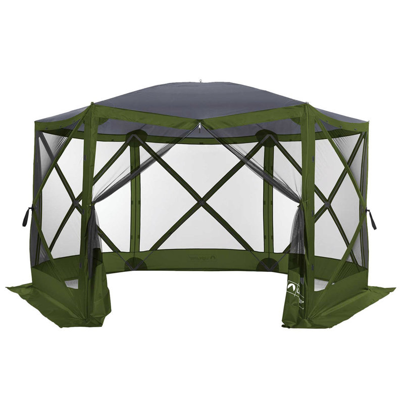 ECR4Kids Lightspeed Outdoors Pop-Up 6-Sided Screen Shelter, Camping Gazebo, Green