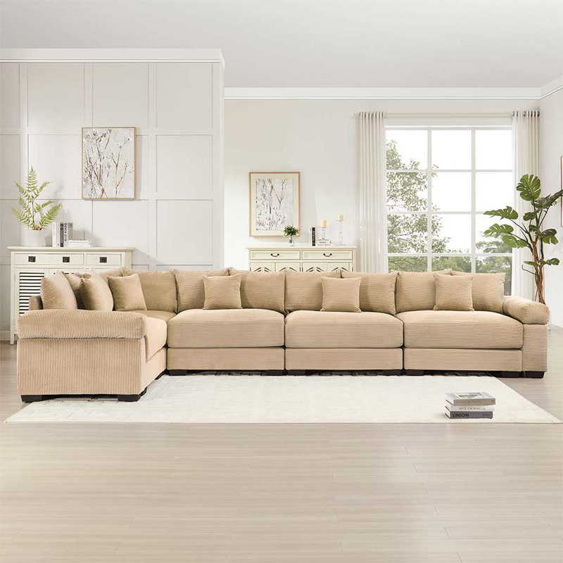 Sectional Couch, Camel Corduroy