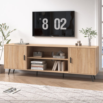 80 Inch Mid Century Modern Tv Stand For 85 Inch Tv, Wood Tv Stand With Storage by George Oliver