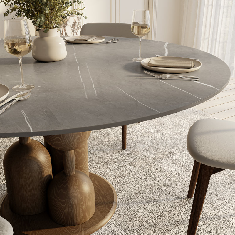 Table de salle à manger Amberly Luxury Modern, H 29,52 po x l 59,05 po x P 59,05 po, Gris