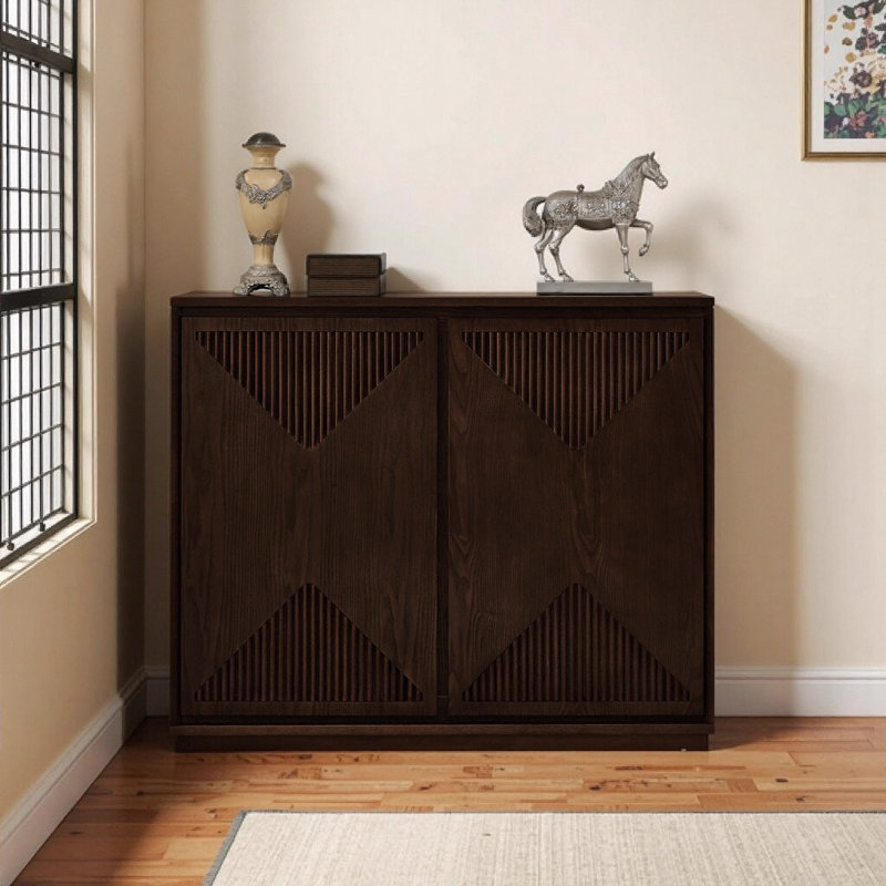 Mid Century Modern Narrow Side Cabinet, Walnut