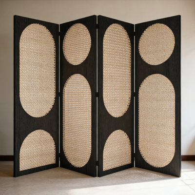 New Chinese-Style Spruce Rattan Folding Screen