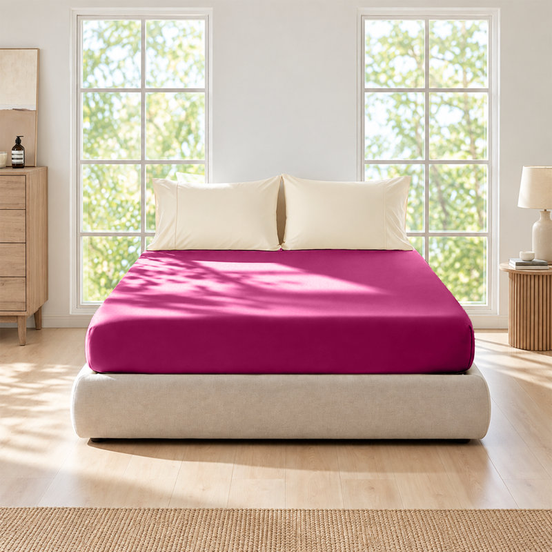 Bedroom Collection Standard Fitted Sheet, Super King, Hot Pink