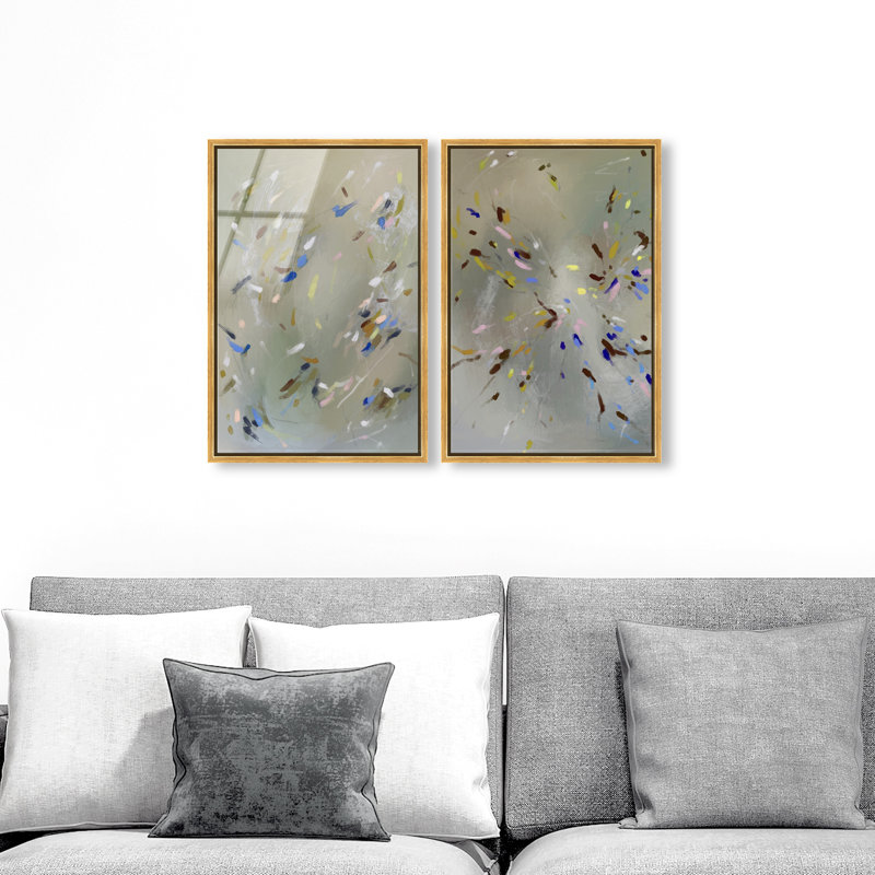 Spontaneous Traces Set Set by Oliver Gal, 74"H x 50"W, Gold Floater Frame