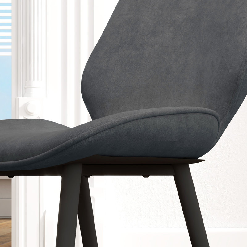 Hopkint 47cm H Velvet Upholstered Side Chair, Grey