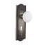 White Porcelain Interior Mortise Door Knob with Meadows Long Plate-390620683