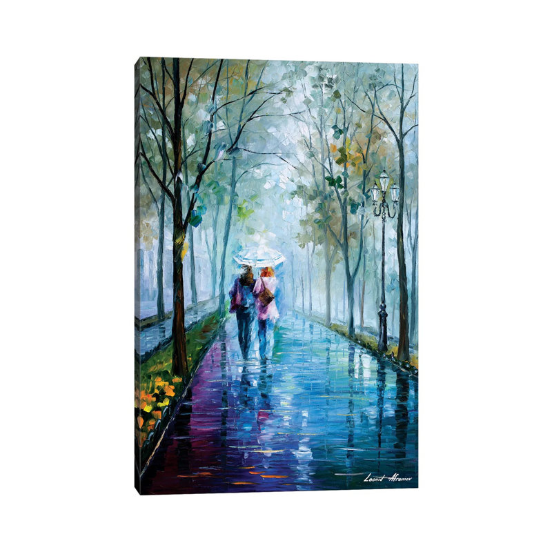Reproduction d’art sur toile tendue, "promenade brumeuse" par Leonid Afremov, Toile tendue, H 18 po x l 12 po x P 1,5 po