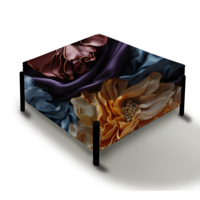 Kimono Whispers - Chinese Floral Large Square Ottoman