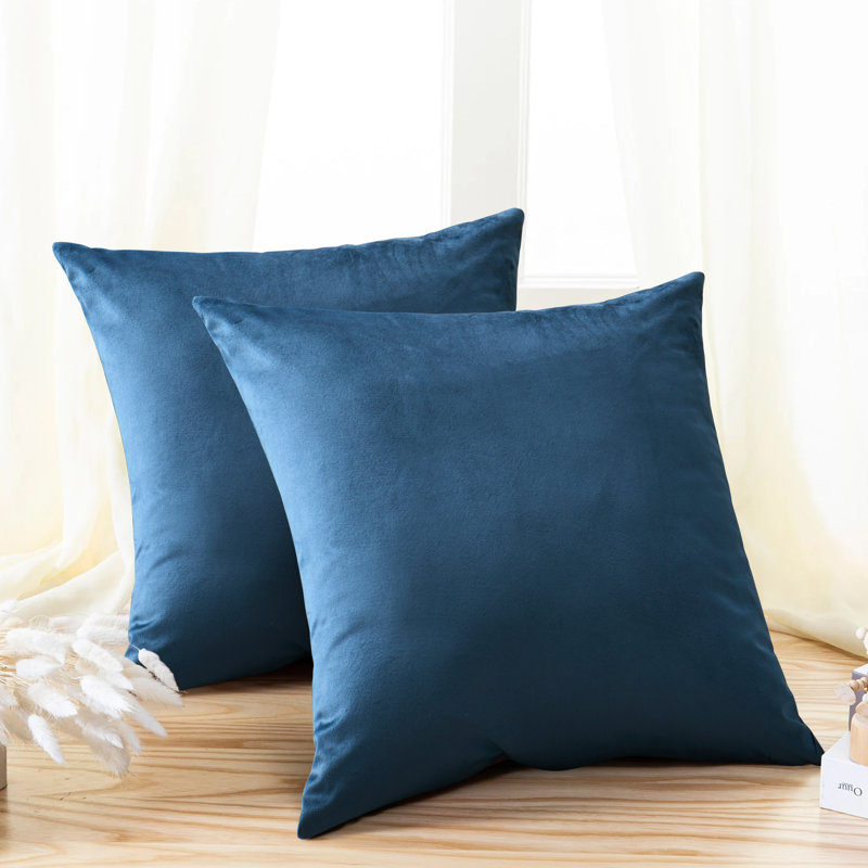 Crushed Velvet Scatter Cushion Cover Set, Navy Blue
