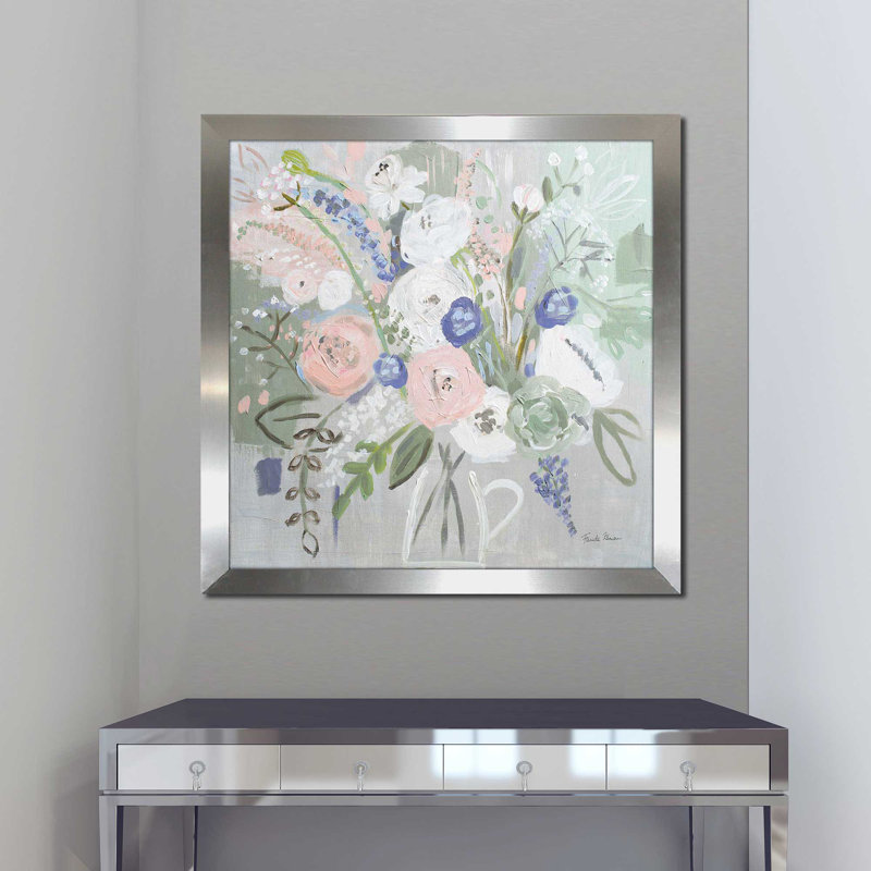 " Floral Elegance ", Silver Framed, 25.5" H x 25.5" W x 1" D