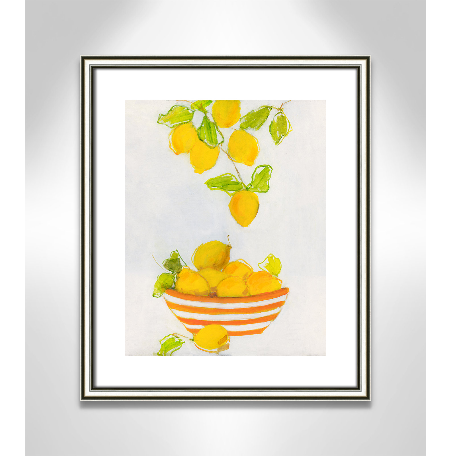 Darcy "Lemonlicious" Painting by Sally Swatland, 19" H x 16" W x 0.88" D, Silver Framed Paper
