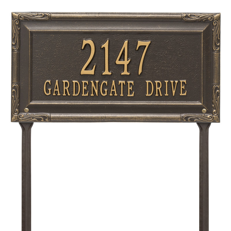 Gardengate Personalized Grande 2-Line Lawn Address Sign, Bronze/Gold, Yes