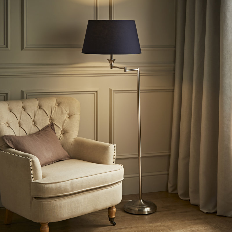 Letitia 148cm Swing Arm Floor Lamp, Navy Blue, Yes