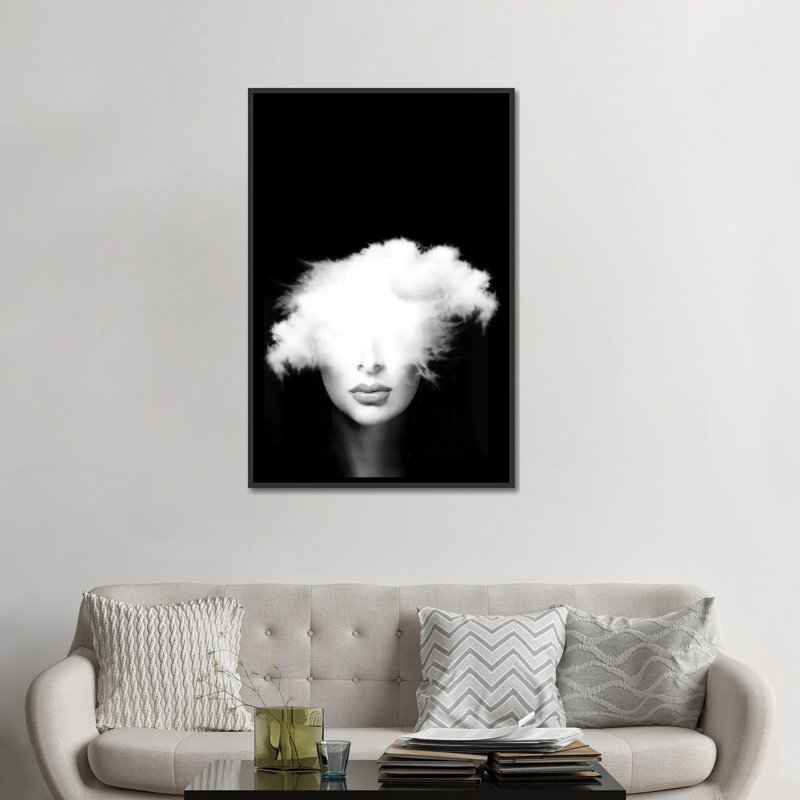 «Head in the Clouds», impression sur toile, H 48 po x l 32 po x P 1,5 po, Toile avec cadre noir, Pas de tapis