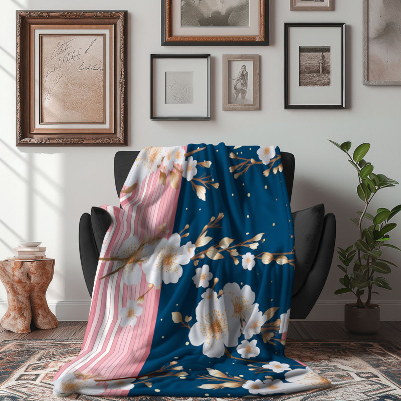 Blue Bloom - couverture de qualité supérieure 1 pièce, L 60 po x L 80 po