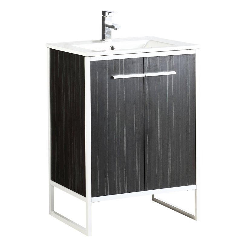 Ensemble de meuble-lavabo simple 24 po Saray, Gris matinal