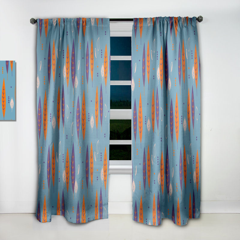 Panneau de rideau occultant géométrique 3D en forme de losange bleu, orange et mauve, L 52 po x L 108 po