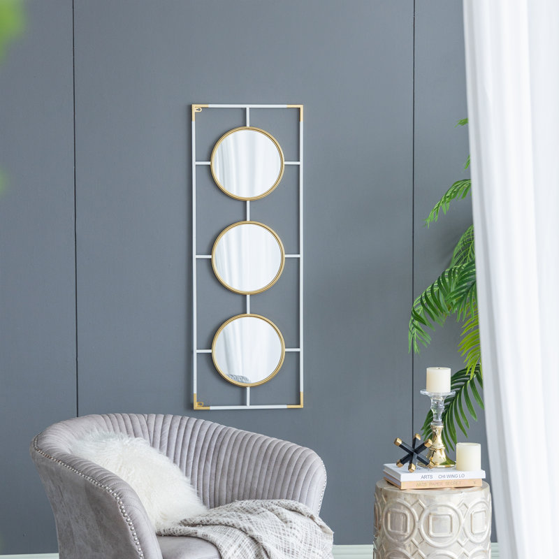 Cadre doré et blanc avec miroir