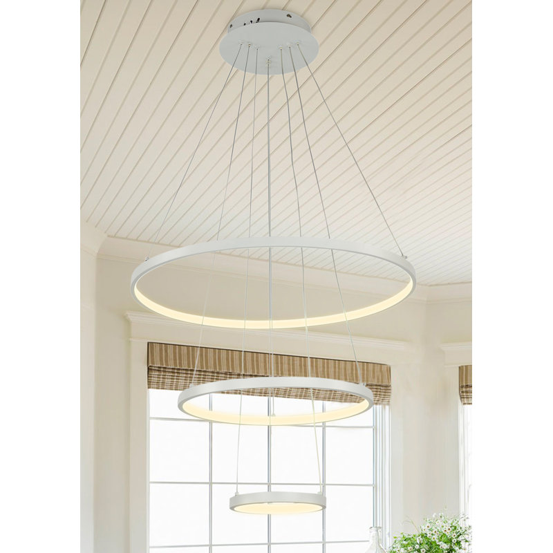 Lustre à niveaux unique à 3 lumières DEL Aahana, Blanc, 6000