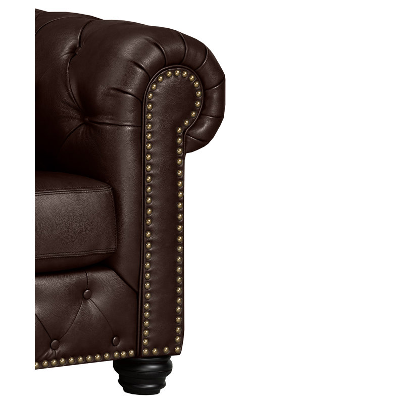 Ensemble de salon en cuir véritable 3 pièces Orner, Cuir assorti espresso