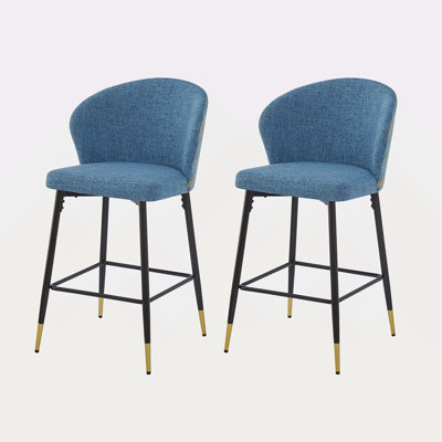 Ensemble de 2 tabourets de bar à hauteur de comptoir, chaises de bar rembourrées en jacquard, repose-pieds et structure en métal pour la cuisine, la salle à manger, siège d'une hauteur de 28 po