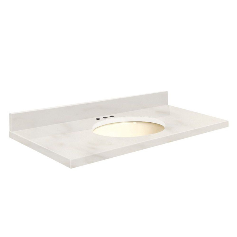 Dessus de salle de bain simple 49 po meuble-lavabo, Monotrou, Blanc, Cristal Nano