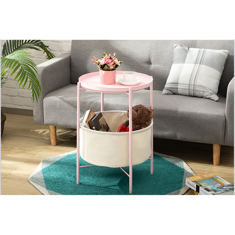 Serik Iron Tray Top End Table, Pink