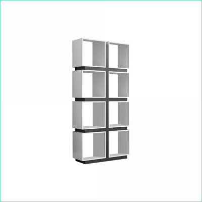 Bookshelf 5 Tier 71\"h Contemporary Modern Light Grey &amp; White, Office/Bedroom | White | Particle Board