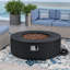 50,000 BTU Round Outdoor Gas Fire Pit with Adjustable Flame, Lava Rocks & Cover-1378735666