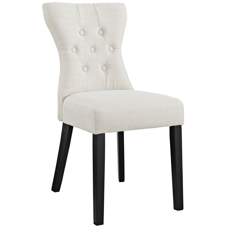 Chaise parsons capitonnée en bois massif, Beige