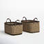 Wood Handmade Two Toned Storage Basket with Handles