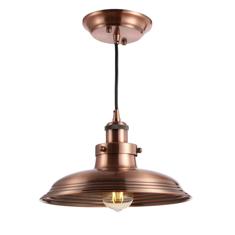 Luminaire suspendu simple à 1 lumière Vickie, Cuivre