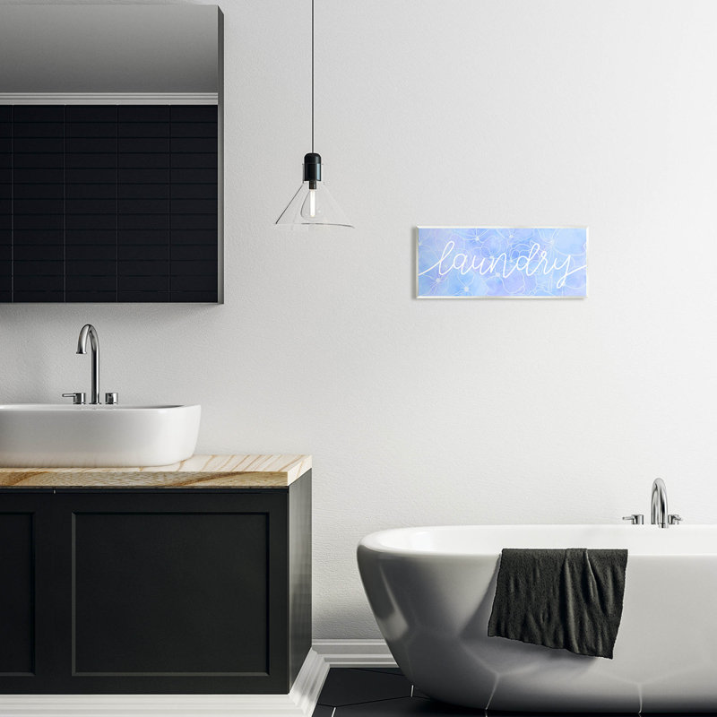 "Blue Laundry", art mural sur toile par Lil 'Rue, L 17 po x H 7 po, Unframed