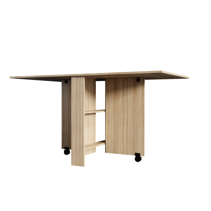 Folding Dining Table With Storage Options, Rectangular, 6 Seats, Modern Design, Poplar Wood, Easy To Assemble & Keep Clean And Tidy 2 Storages, Rectangular Shape, Modern, Sanitize