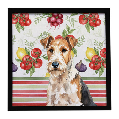 Wire Fox Terrier Vegetables Framed Metal Print