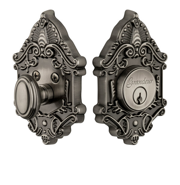 Grande Victorian Double Cylinder Deadbolt, Antique Pewter