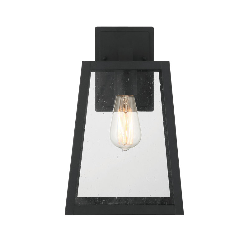 Lanterne murale d'extérieur en verre grainé noir mat, H 13,25 po x l 8 po x P 7,75 po