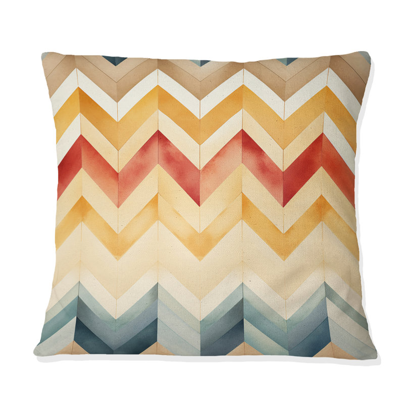 Coussin décoratif rétro à motif de chevrons ivoire rétro Boho, H 16 po x l 16 po