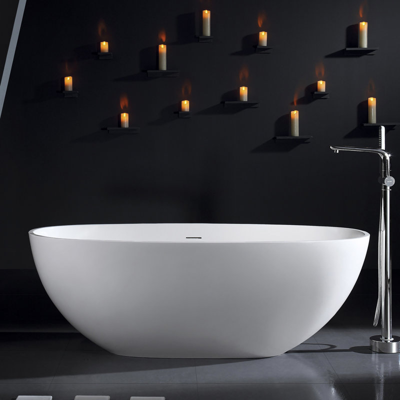 Baignoire de trempage autoportante à surface solide 65,16 po x 29,72 po
