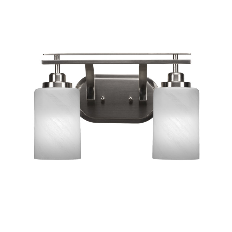 Barre d'éclairage de salle de bain 2 lumières Neylin avec verre de 4 po, Blanc, Blanc