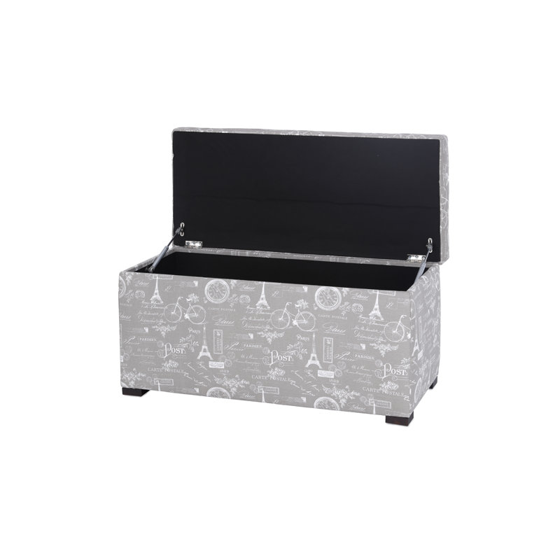 Birney Upholstered Storage Bench, Ecru/White/Taupe