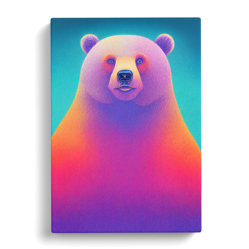 Colourful Bear - Print, Wrapped Canvas, 50cm H x 35cm W x 3cm D, No Matte