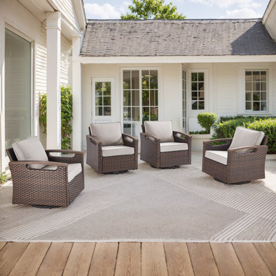 Arundel Outdoor Wicker Swivel Rocking Glider Chairs With Cushions (Set Of 4) by Red Barrel Studio