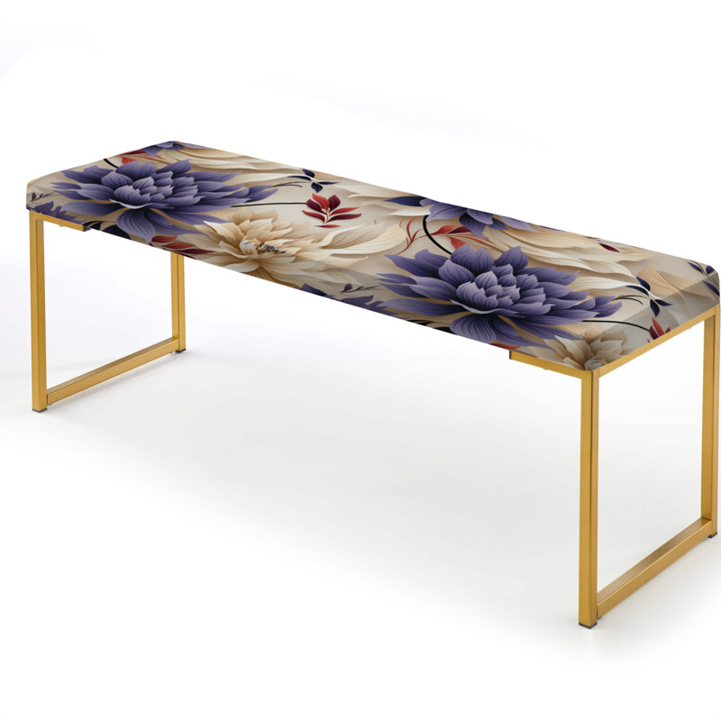 Banc floral rembourré or, Purple/Beige