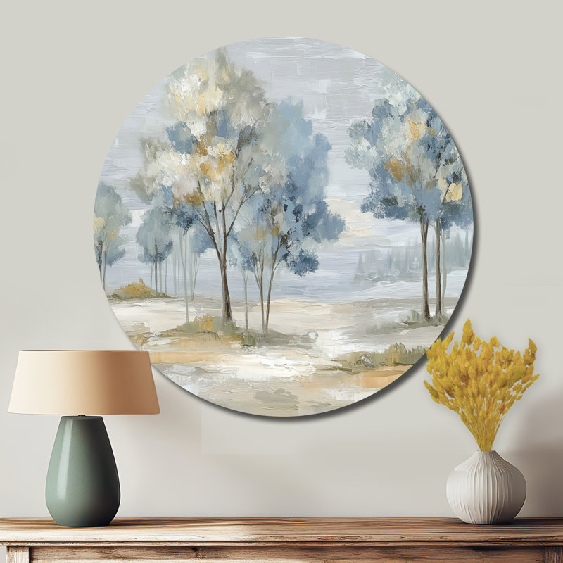 Sprint Time Floral Trees Forest Dream - Art mural rond en métal, L 36 po x H 36 po