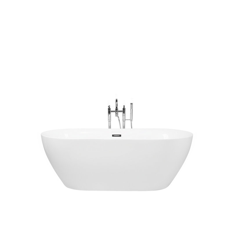 Halie x Freestanding Standard Acrylic Bathtub, White, 58cm H x 75cm W x 150cm L