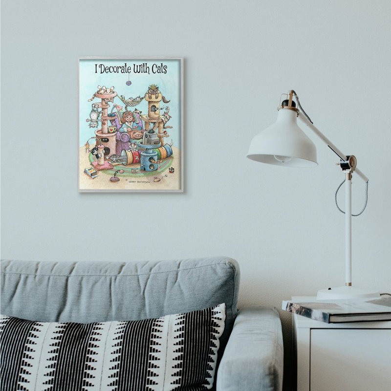 «I Decorate with Cats Funny» par Gary Patterson - impression d'art graphique, Estampe numérique Farmhouse, H 20 po x l 16 po