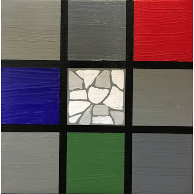 Peinture sur bois «Mini-Square Mosaic Color Grid» One-of-a-Kind Original Anginette